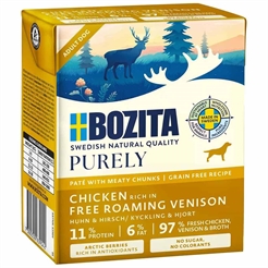 Bozita Purely Voksen Hunde Pate med Kødstykker af Kylling & Hjort 370g
